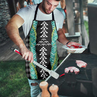 Black Palaka Hawaii Iwa Bird Apron Hawaiian Kakau Jade Vine Lei - Polynesian Pride