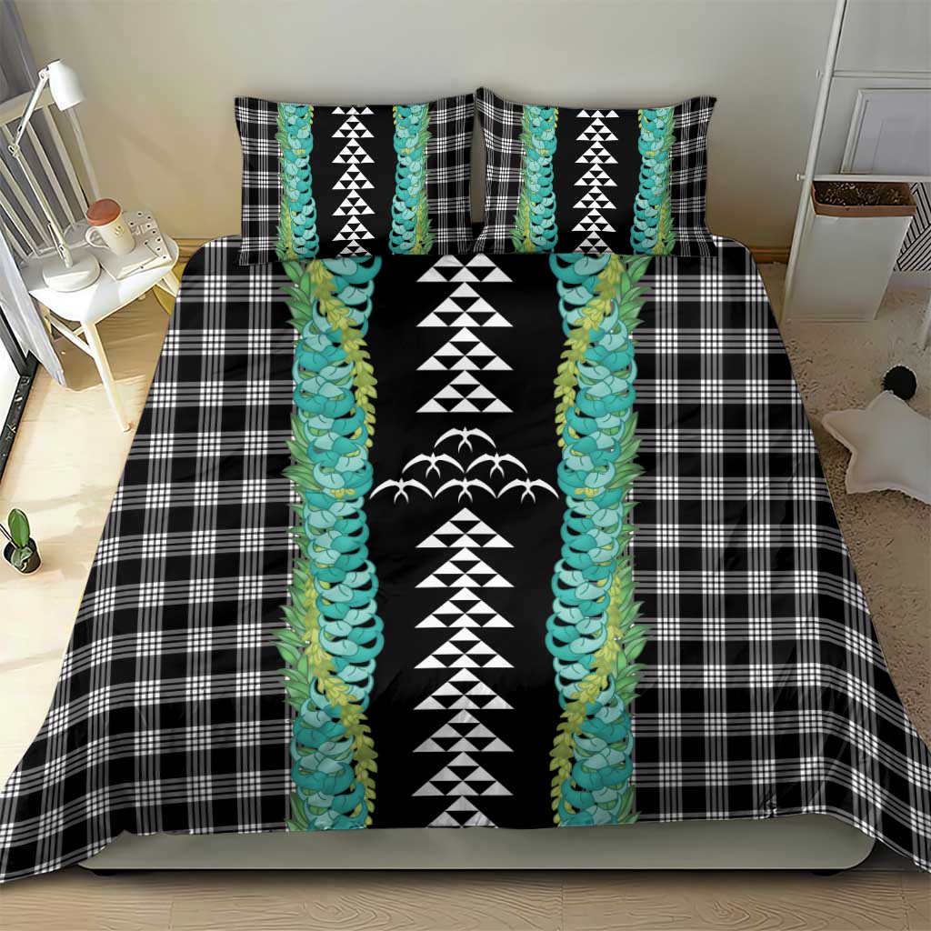 Black Palaka Hawaii Iwa Bird Bedding Set Hawaiian Kakau Jade Vine Lei - Polynesian Pride