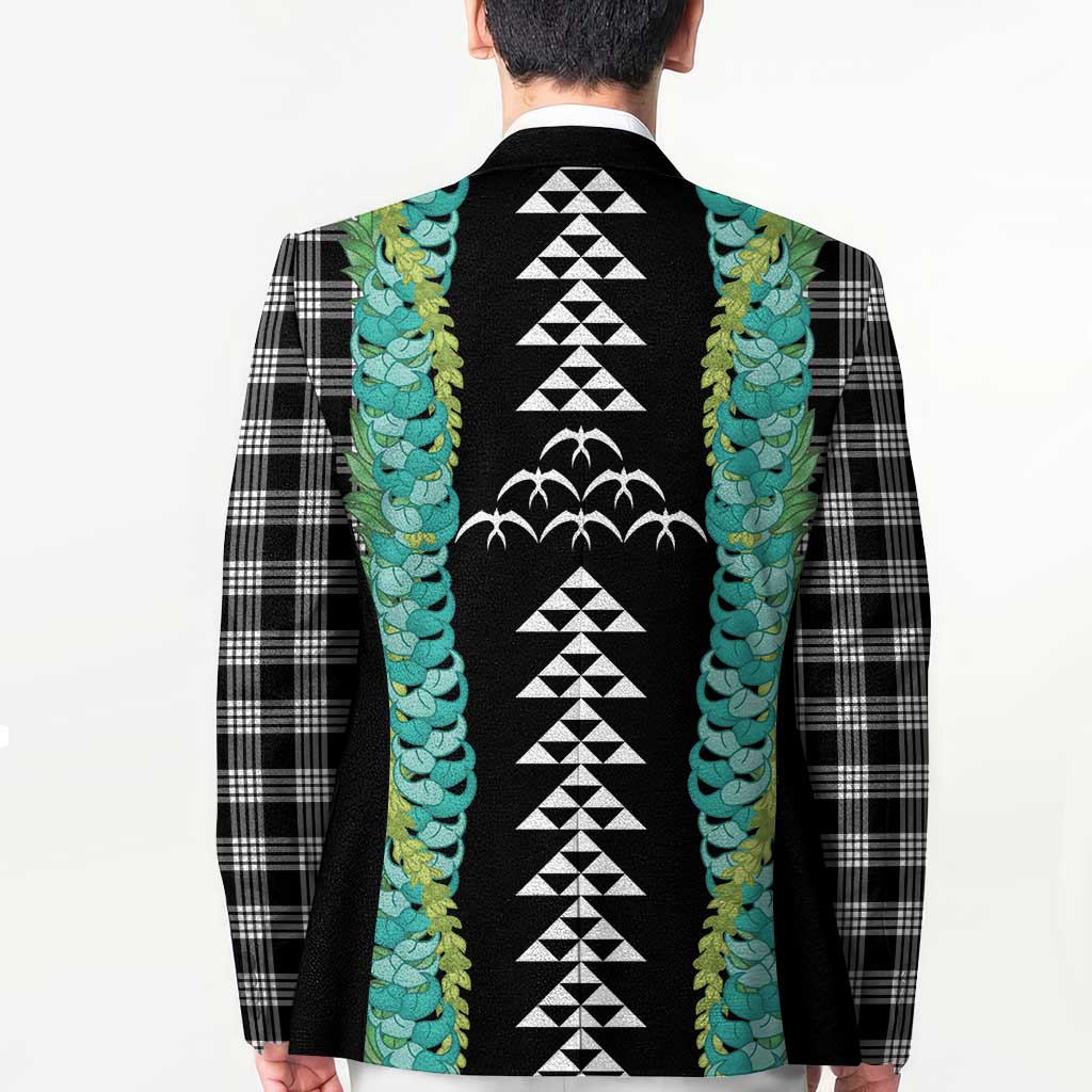Black Palaka Hawaii Iwa Bird Blazer Hawaiian Kakau Jade Vine Lei - Polynesian Pride
