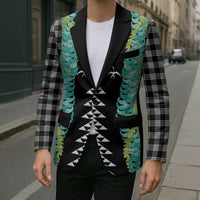 Black Palaka Hawaii Iwa Bird Blazer Hawaiian Kakau Jade Vine Lei - Polynesian Pride