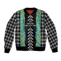 Black Palaka Hawaii Iwa Bird Bomber Jacket Hawaiian Kakau Jade Vine Lei - Polynesian Pride