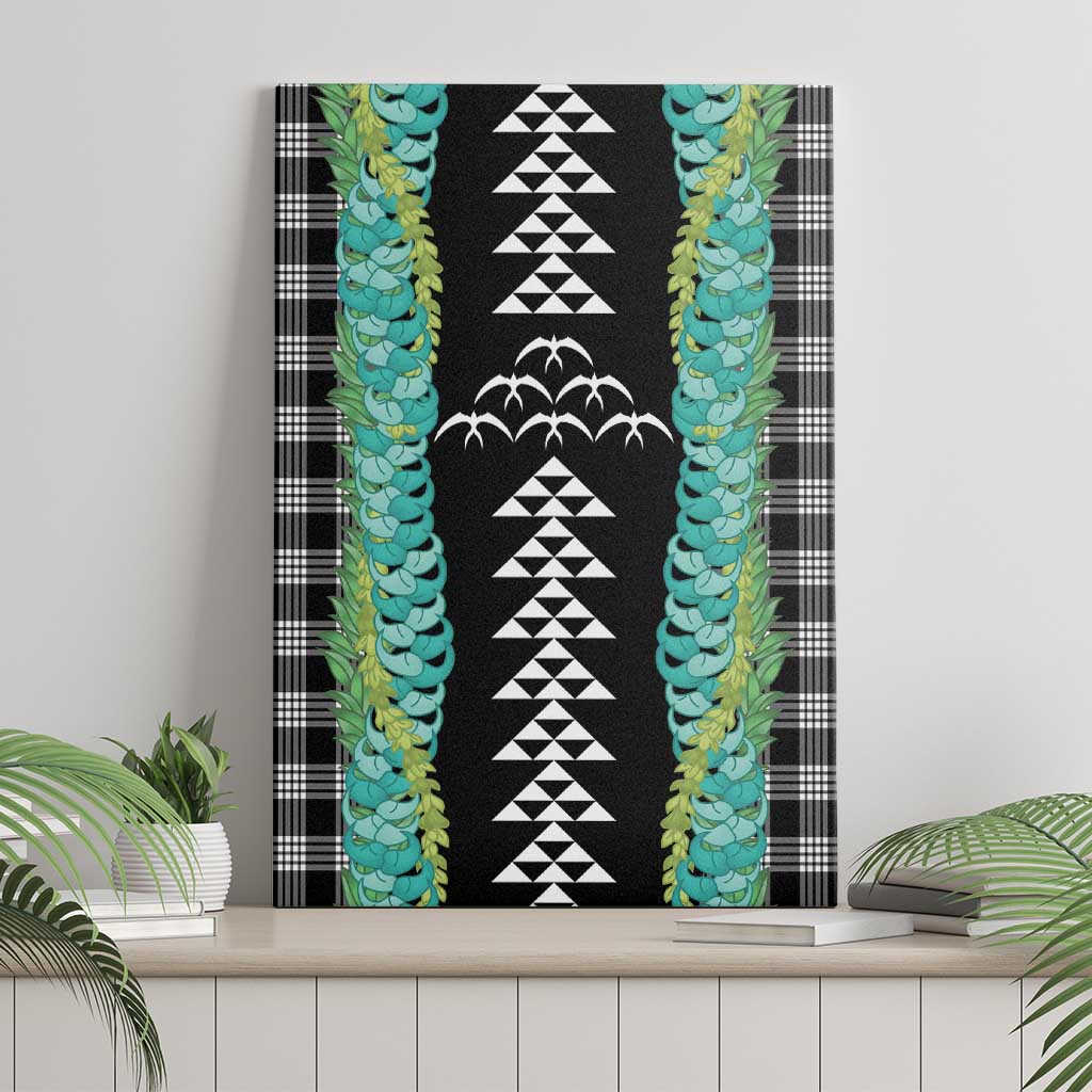 Black Palaka Hawaii Iwa Bird Canvas Wall Art Hawaiian Kakau Jade Vine Lei - Polynesian Pride