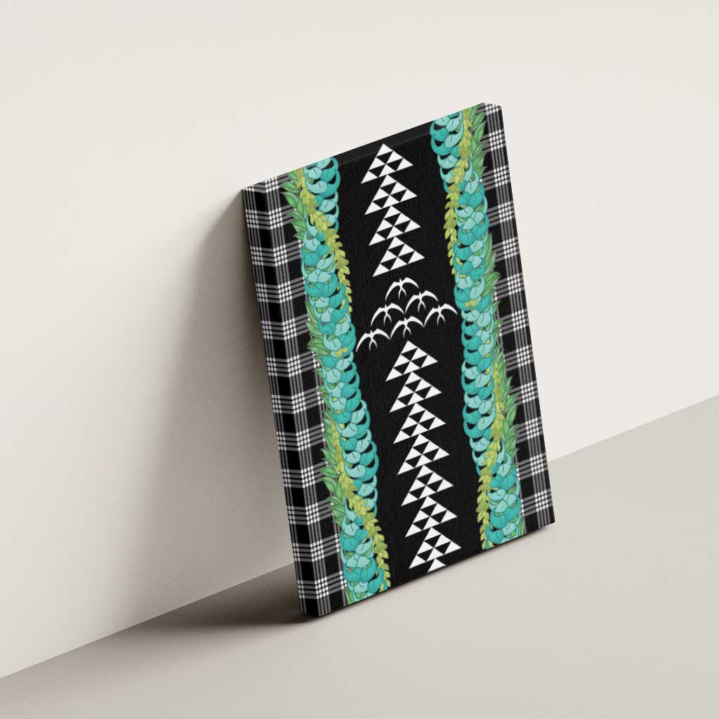 Black Palaka Hawaii Iwa Bird Canvas Wall Art Hawaiian Kakau Jade Vine Lei - Polynesian Pride