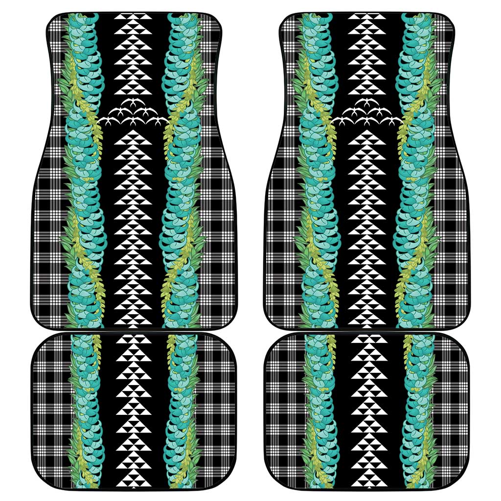 Black Palaka Hawaii Iwa Bird Car Mats Hawaiian Kakau Jade Vine Lei LT14 - Polynesian Pride
