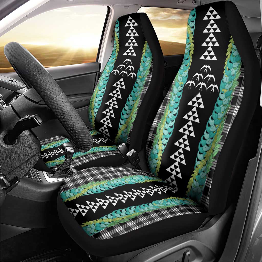 Black Palaka Hawaii Iwa Bird Car Seat Cover Hawaiian Kakau Jade Vine Lei - Polynesian Pride