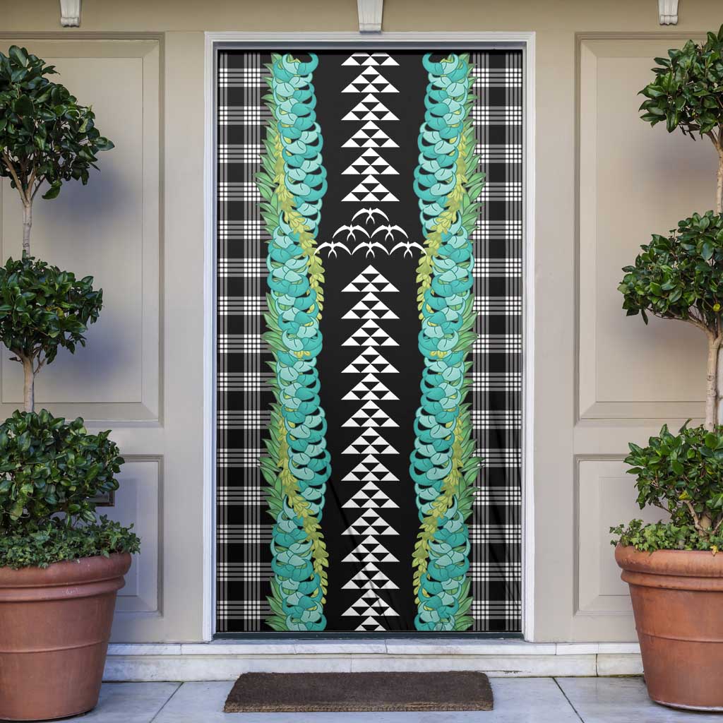 Black Palaka Hawaii Iwa Bird Door Cover Hawaiian Kakau Jade Vine Lei - Polynesian Pride