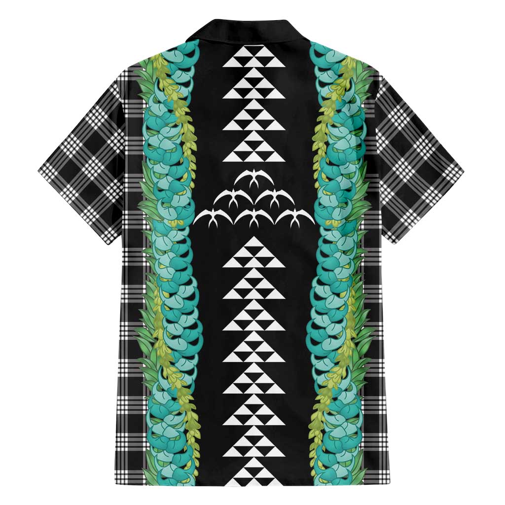 Black Palaka Hawaii Iwa Bird Family Matching Off The Shoulder Long Sleeve Dress and Hawaiian Shirt Hawaiian Kakau Jade Vine Lei - Polynesian Pride