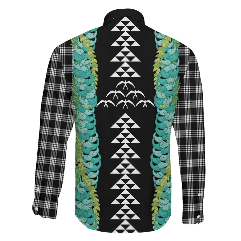 Black Palaka Hawaii Iwa Bird Family Matching Off The Shoulder Long Sleeve Dress and Hawaiian Shirt Hawaiian Kakau Jade Vine Lei - Polynesian Pride