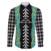 Black Palaka Hawaii Iwa Bird Family Matching Puletasi and Hawaiian Shirt Hawaiian Kakau Jade Vine Lei - Polynesian Pride