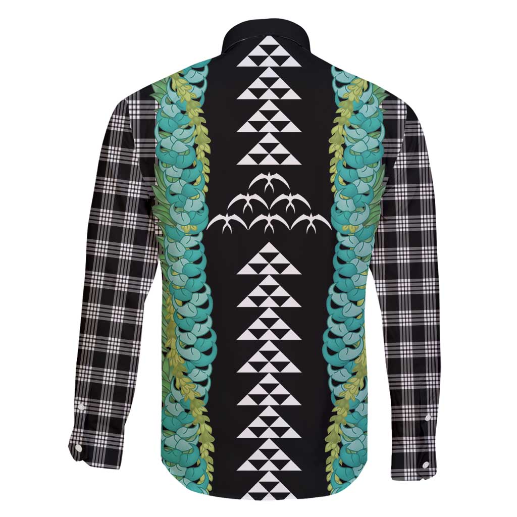 Black Palaka Hawaii Iwa Bird Family Matching Puletasi and Hawaiian Shirt Hawaiian Kakau Jade Vine Lei - Polynesian Pride