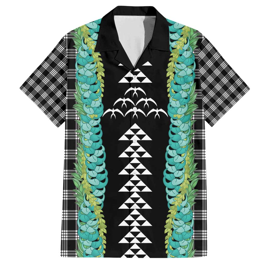 Black Palaka Hawaii Iwa Bird Family Matching Summer Maxi Dress and Hawaiian Shirt Hawaiian Kakau Jade Vine Lei - Polynesian Pride