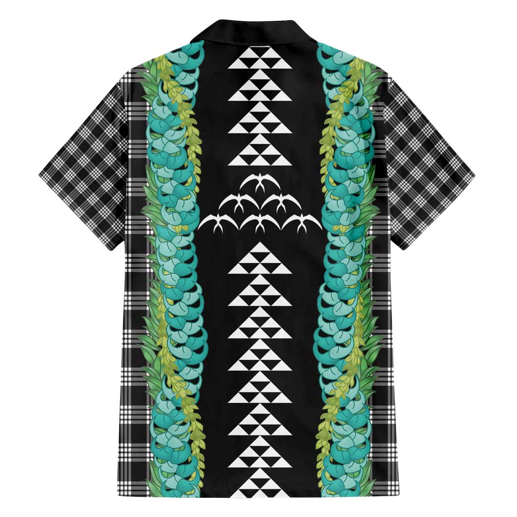 Black Palaka Hawaii Iwa Bird Family Matching Tank Maxi Dress and Hawaiian Shirt Hawaiian Kakau Jade Vine Lei - Polynesian Pride