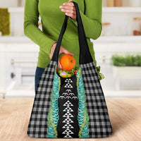 Black Palaka Hawaii Iwa Bird Grocery Bag Hawaiian Kakau Jade Vine Lei - Polynesian Pride