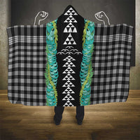 Black Palaka Hawaii Iwa Bird Hooded Blanket Hawaiian Kakau Jade Vine Lei - Polynesian Pride