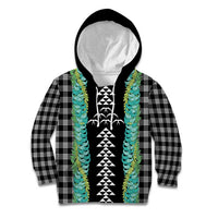 Black Palaka Hawaii Iwa Bird Kid Hoodie Hawaiian Kakau Jade Vine Lei - Polynesian Pride