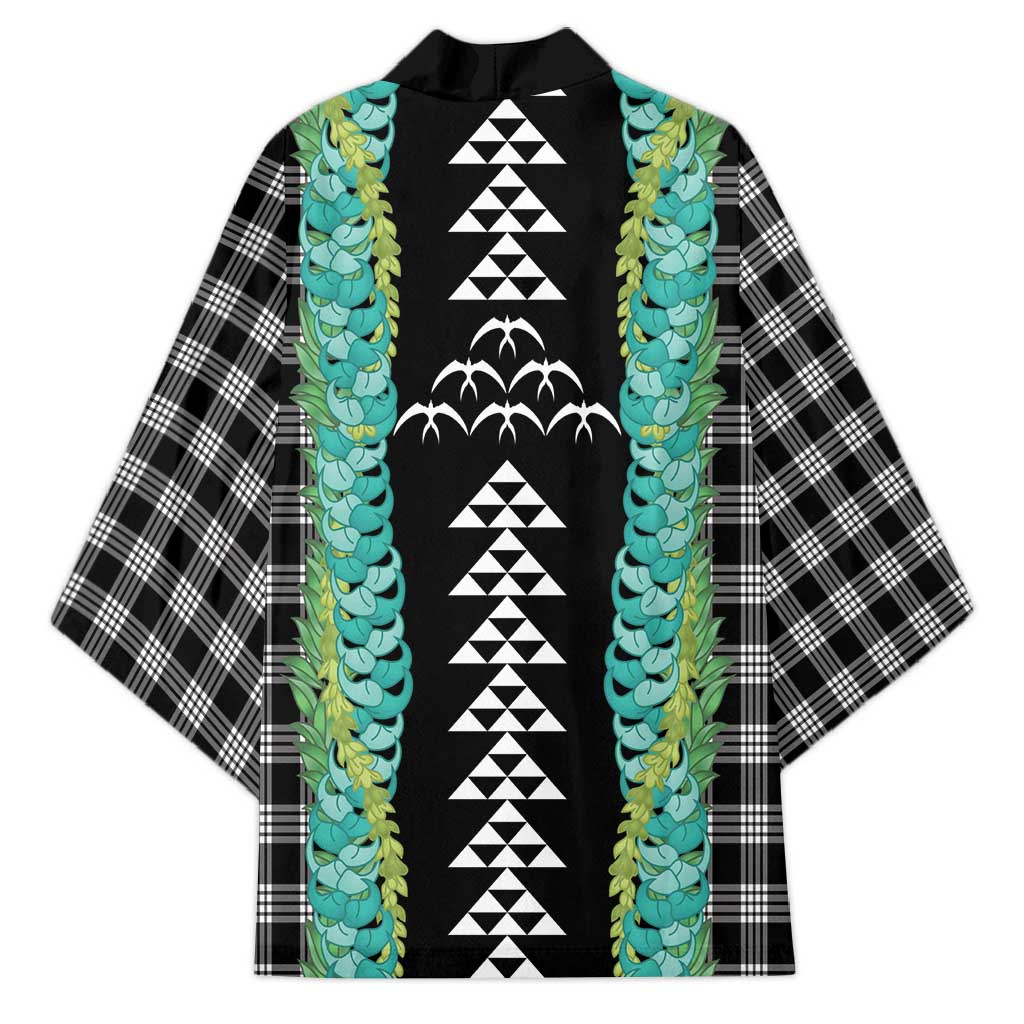 Black Palaka Hawaii Iwa Bird Kimono Hawaiian Kakau Jade Vine Lei - Polynesian Pride