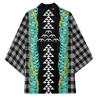 Black Palaka Hawaii Iwa Bird Kimono Hawaiian Kakau Jade Vine Lei - Polynesian Pride