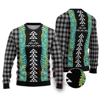 Black Palaka Hawaii Iwa Bird Ugly Christmas Sweater Hawaiian Kakau Jade Vine Lei - Polynesian Pride