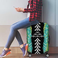 Black Palaka Hawaii Iwa Bird Luggage Cover Hawaiian Kakau Jade Vine Lei - Polynesian Pride
