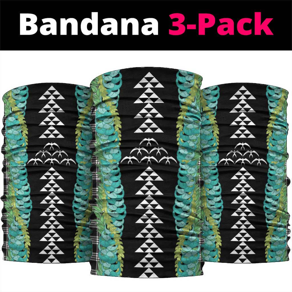 Black Palaka Hawaii Iwa Bird Neck Gaiter Hawaiian Kakau Jade Vine Lei - Polynesian Pride