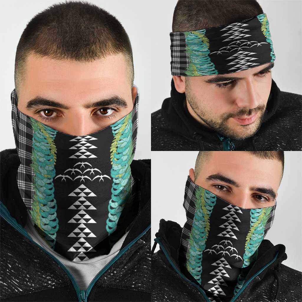 Black Palaka Hawaii Iwa Bird Neck Gaiter Hawaiian Kakau Jade Vine Lei - Polynesian Pride