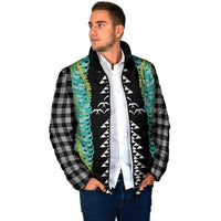 Black Palaka Hawaii Iwa Bird Padded Jacket Hawaiian Kakau Jade Vine Lei - Polynesian Pride
