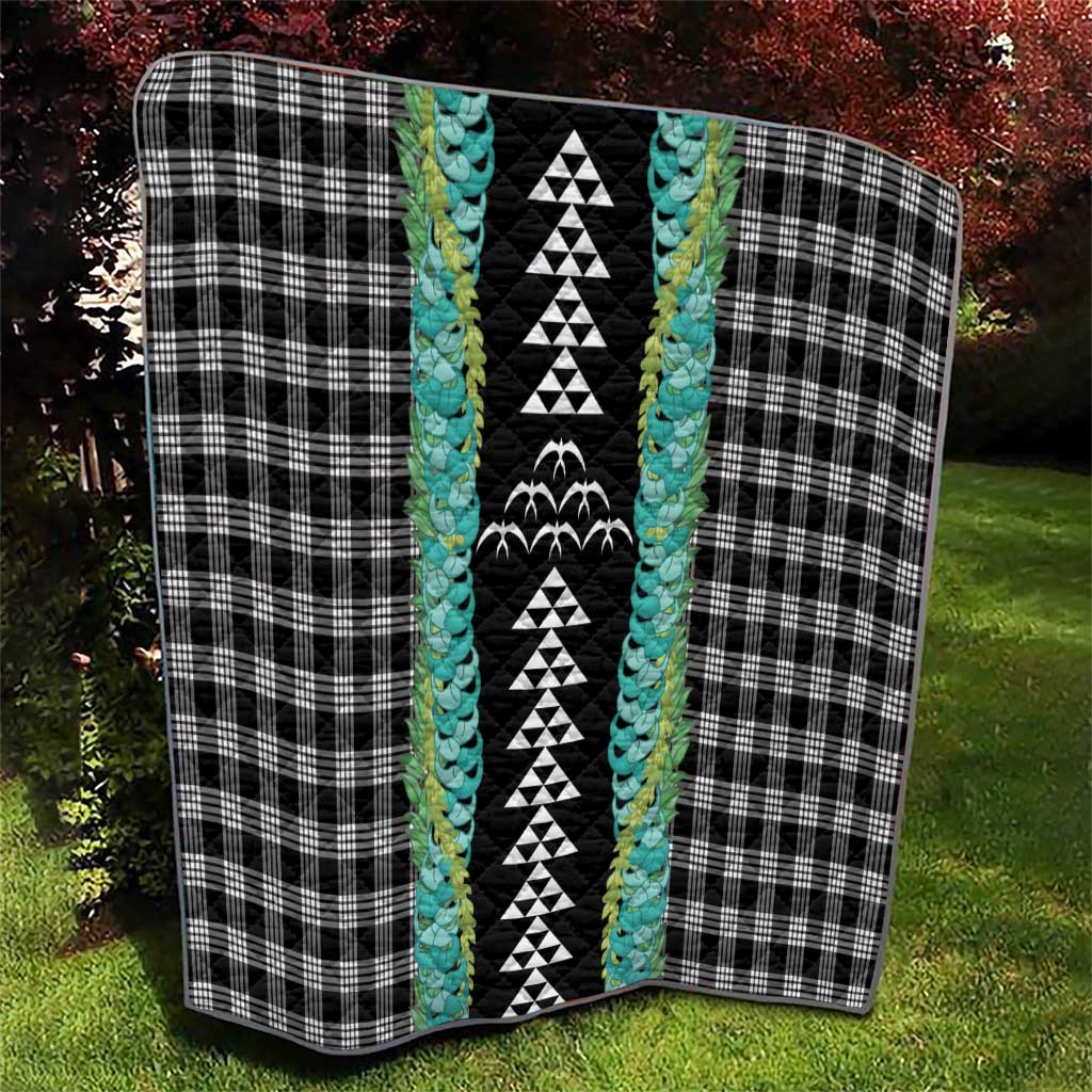 Black Palaka Hawaii Iwa Bird Quilt Hawaiian Kakau Jade Vine Lei - Polynesian Pride