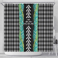 Black Palaka Hawaii Iwa Bird Shower Curtain Hawaiian Kakau Jade Vine Lei - Polynesian Pride