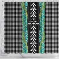 Black Palaka Hawaii Iwa Bird Shower Curtain Hawaiian Kakau Jade Vine Lei - Polynesian Pride