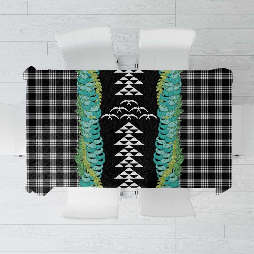 Black Palaka Hawaii Iwa Bird Tablecloth Hawaiian Kakau Jade Vine Lei - Polynesian Pride