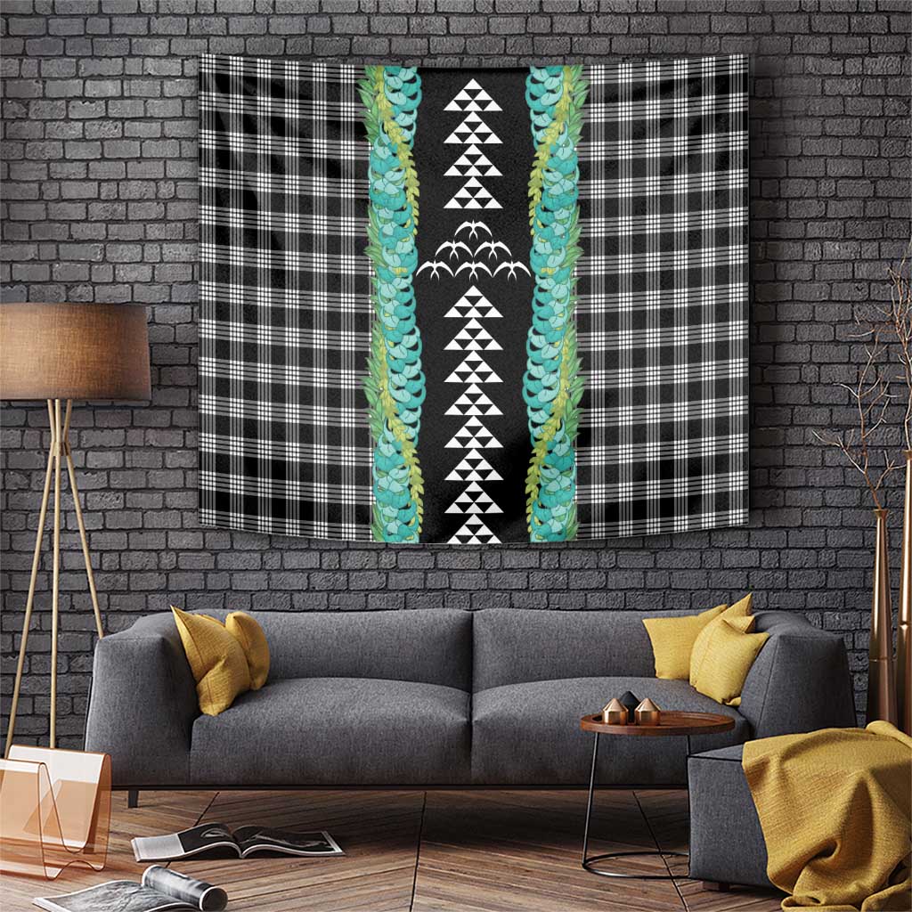 Black Palaka Hawaii Iwa Bird Tapestry Hawaiian Kakau Jade Vine Lei - Polynesian Pride