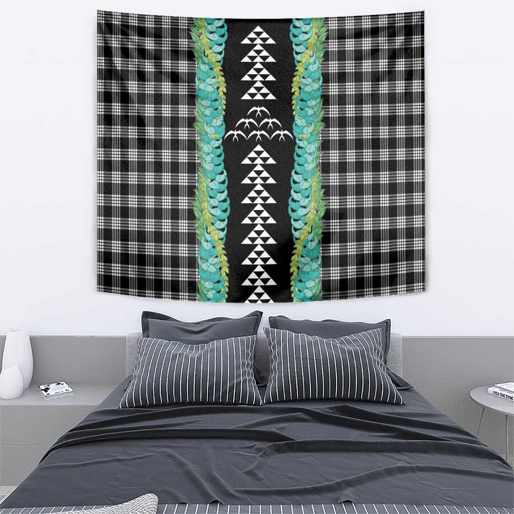 Black Palaka Hawaii Iwa Bird Tapestry Hawaiian Kakau Jade Vine Lei - Polynesian Pride