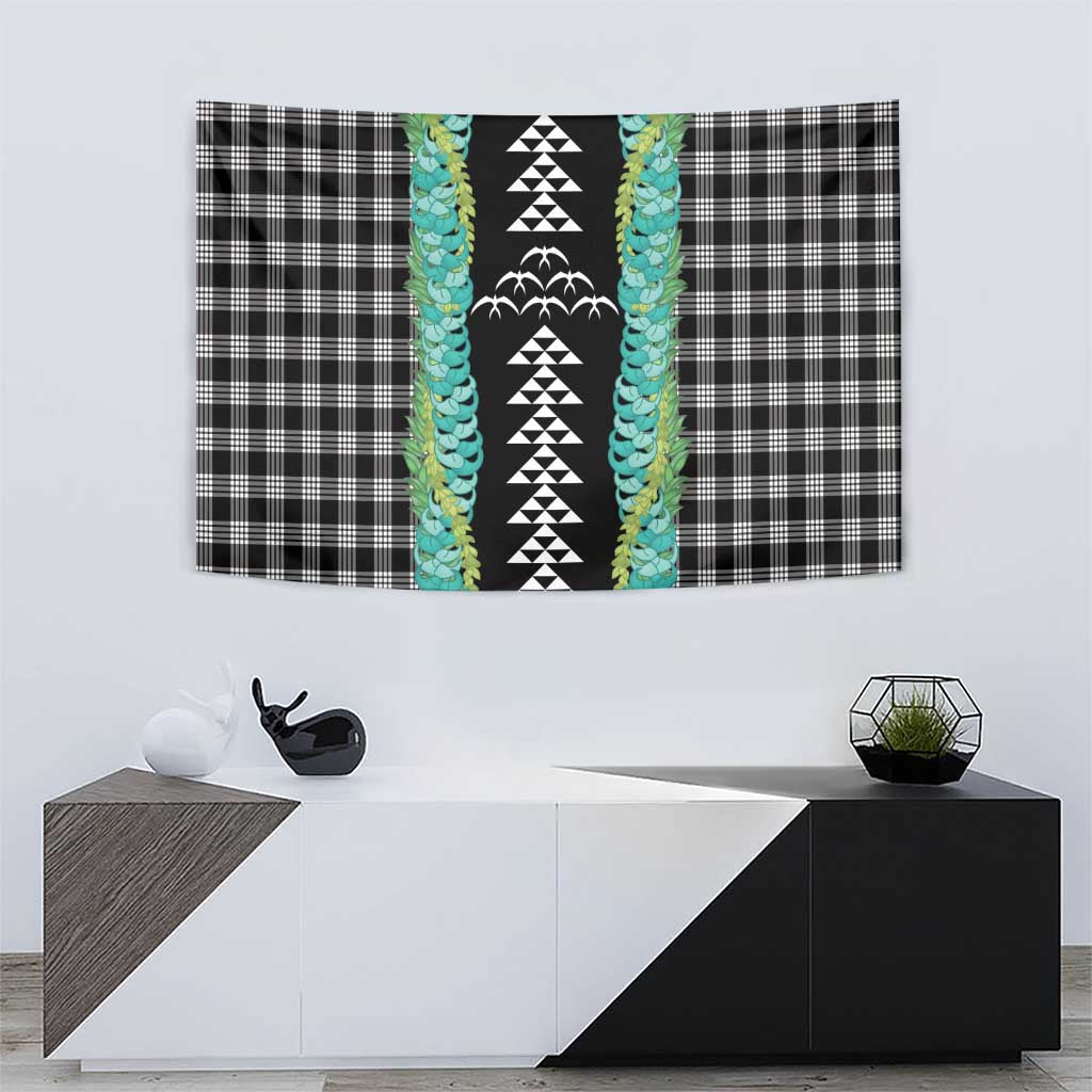 Black Palaka Hawaii Iwa Bird Tapestry Hawaiian Kakau Jade Vine Lei - Polynesian Pride