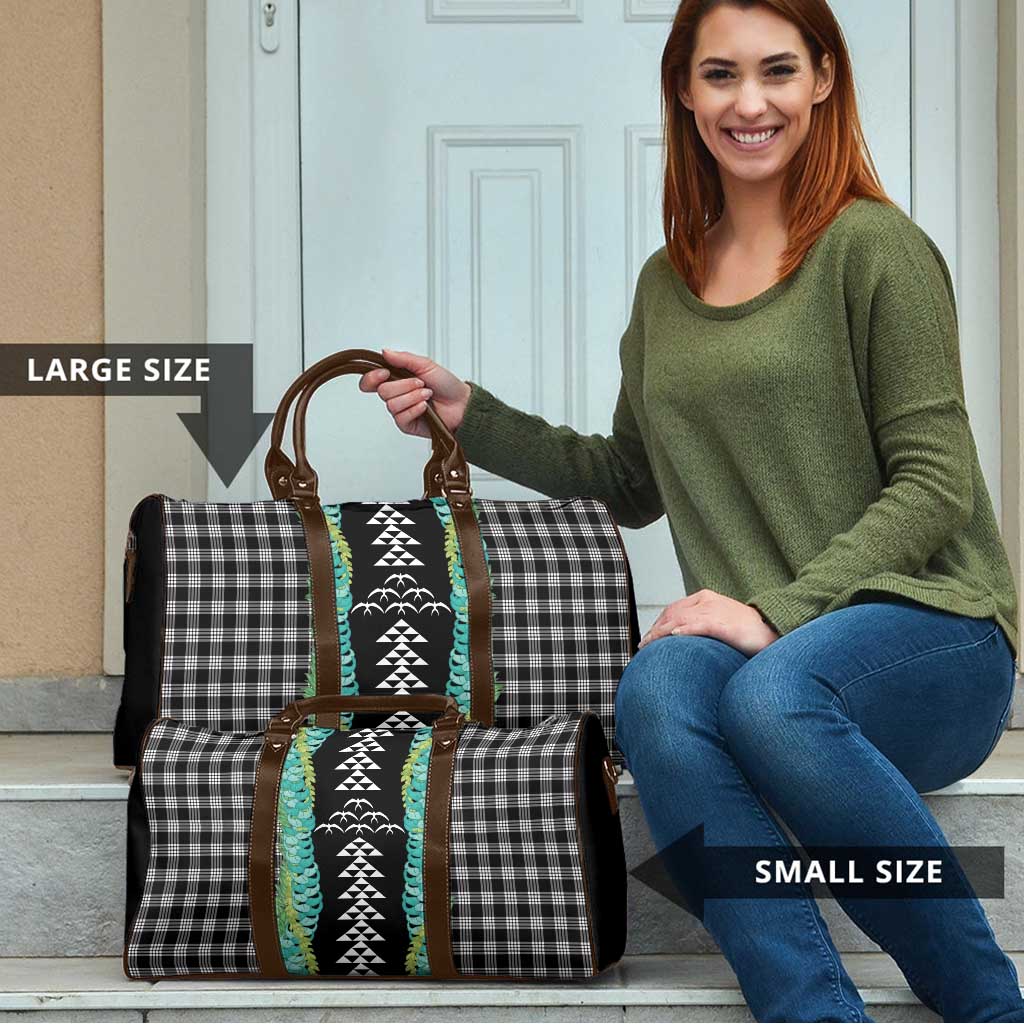 Black Palaka Hawaii Iwa Bird Travel Bag Hawaiian Kakau Jade Vine Lei - Polynesian Pride
