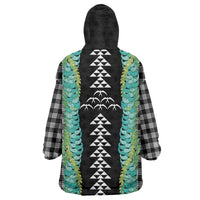 Black Palaka Hawaii Iwa Bird Wearable Blanket Hoodie Hawaiian Kakau Jade Vine Lei - Polynesian Pride