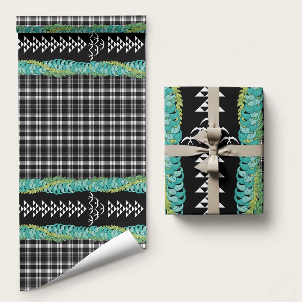 Black Palaka Hawaii Iwa Bird Wrapping Paper Hawaiian Kakau Jade Vine Lei - Polynesian Pride