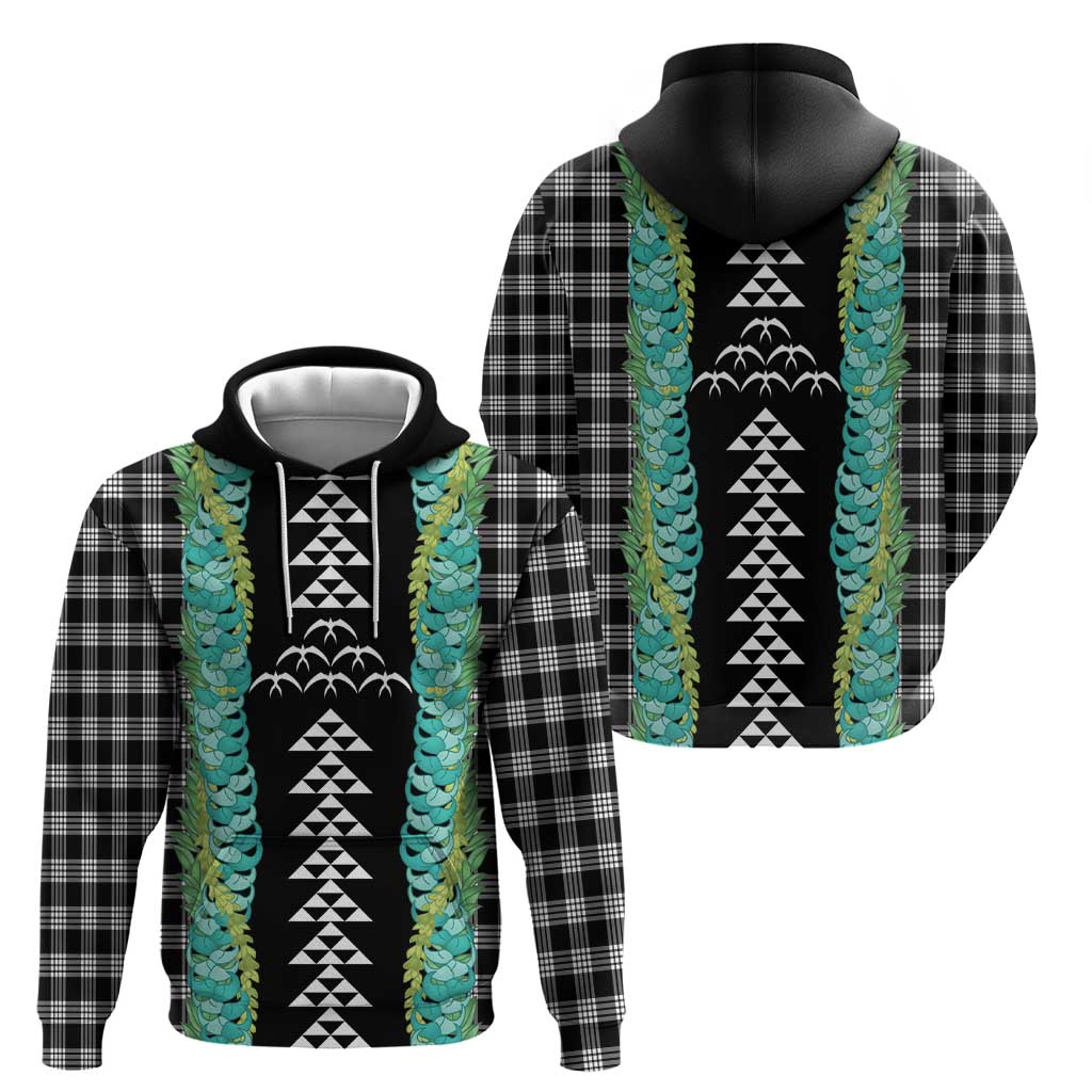 Black Palaka Hawaii Iwa Bird Zip Hoodie Hawaiian Kakau Jade Vine Lei - Polynesian Pride