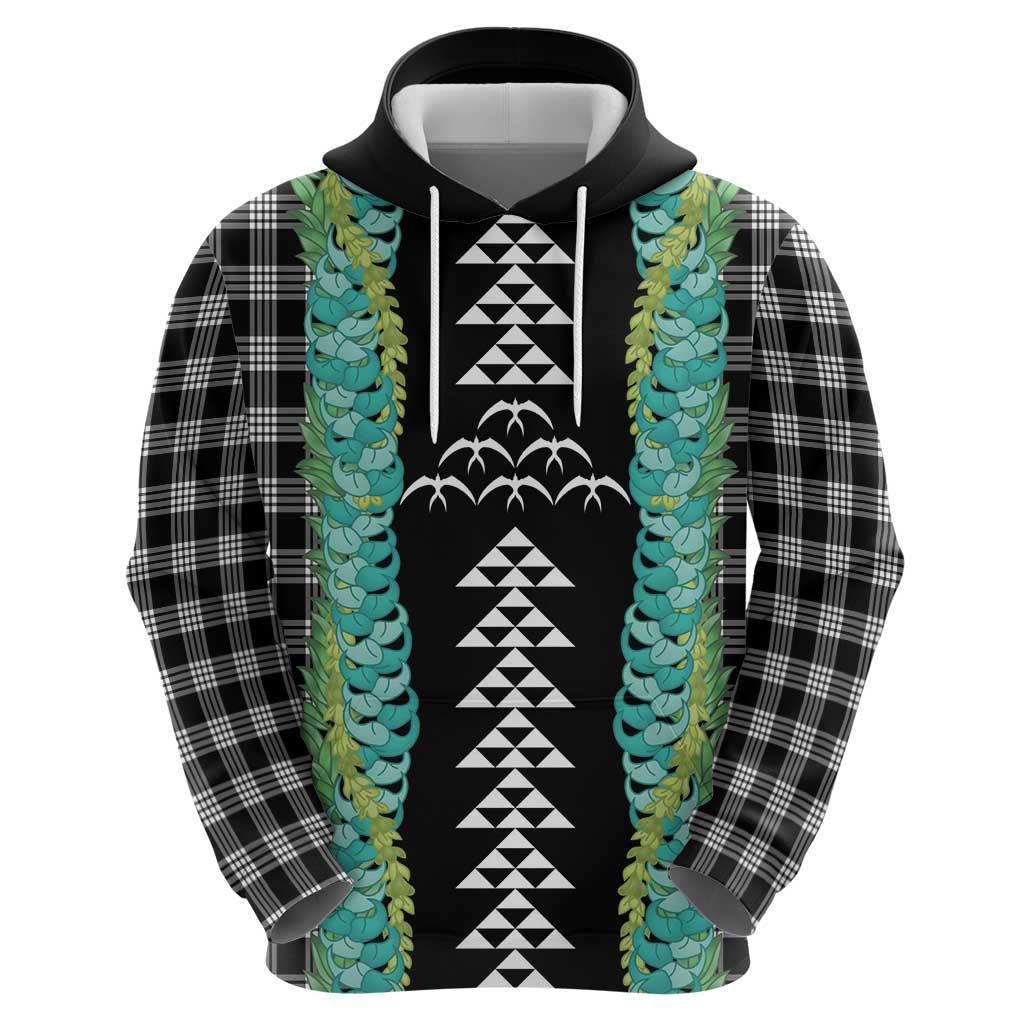 Black Palaka Hawaii Iwa Bird Zip Hoodie Hawaiian Kakau Jade Vine Lei - Polynesian Pride