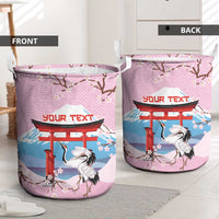 Japanese Torii Gate Cranes Personalised Laundry Basket Fuji Mount Sakura Seigaiha Pattern LT14 - Polynesian Pride