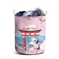 Japanese Torii Gate Cranes Personalised Laundry Basket Fuji Mount Sakura Seigaiha Pattern LT14 - Polynesian Pride