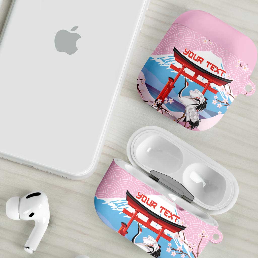 Japanese Torii Gate Cranes Personalised AirPods Case Fuji Mount Sakura Seigaiha Pattern LT14 - Polynesian Pride