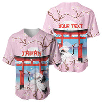 Japanese Torii Gate Cranes Personalised Baseball Jersey Fuji Mount Sakura Seigaiha Pattern LT14 - Polynesian Pride