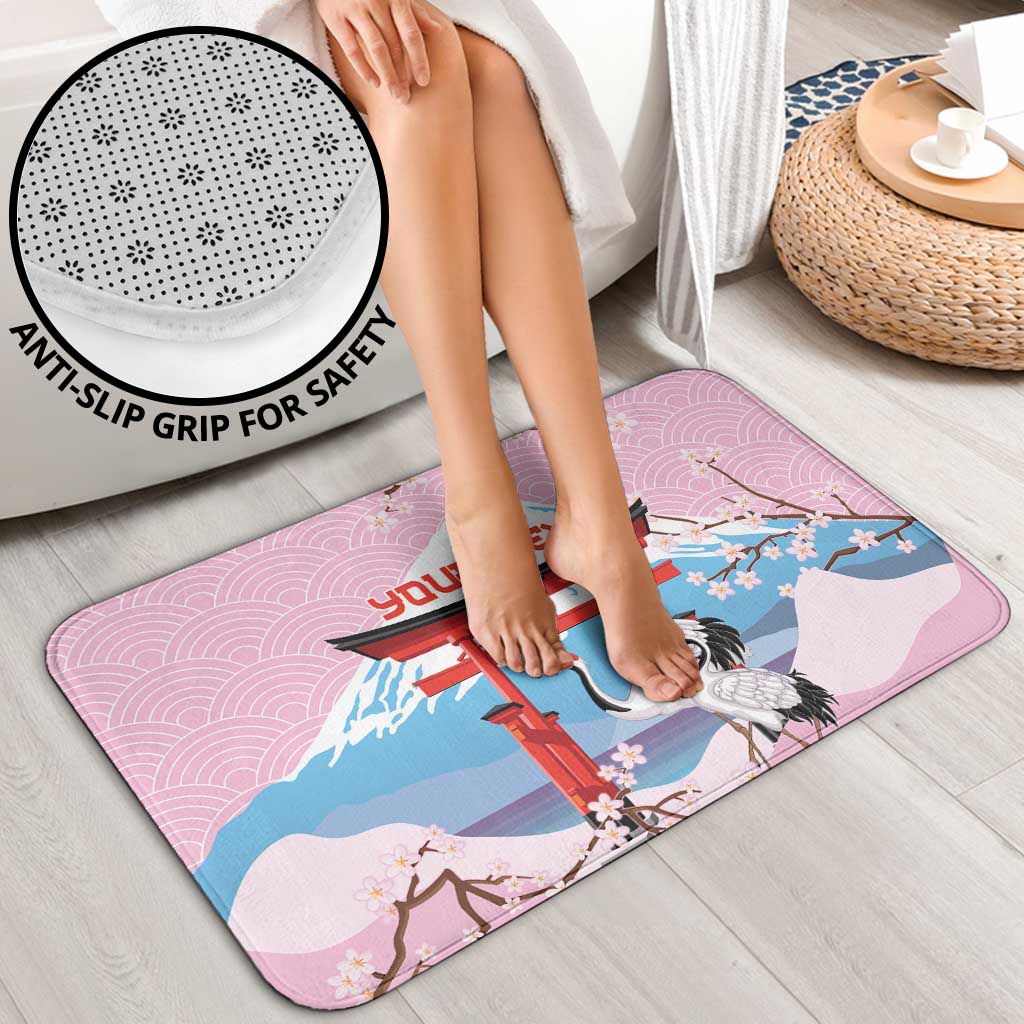 Japanese Torii Gate Cranes Personalised Bathroom Set Fuji Mount Sakura Seigaiha Pattern LT14 - Polynesian Pride