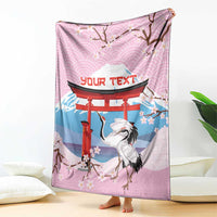 Japanese Torii Gate Cranes Personalised Blanket Fuji Mount Sakura Seigaiha Pattern LT14 - Polynesian Pride