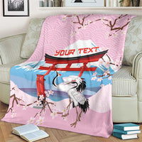 Japanese Torii Gate Cranes Personalised Blanket Fuji Mount Sakura Seigaiha Pattern LT14 - Polynesian Pride