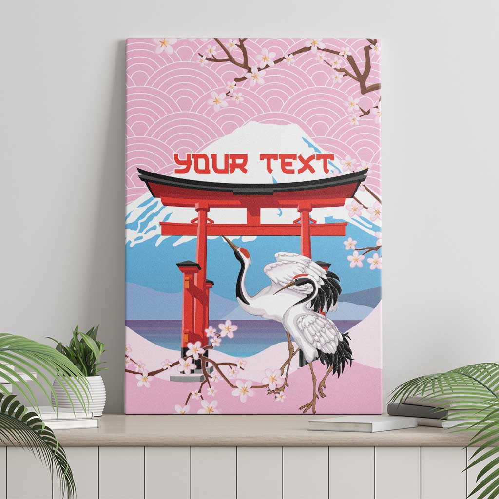 Japanese Torii Gate Cranes Personalised Canvas Wall Art Fuji Mount Sakura Seigaiha Pattern LT14 - Polynesian Pride