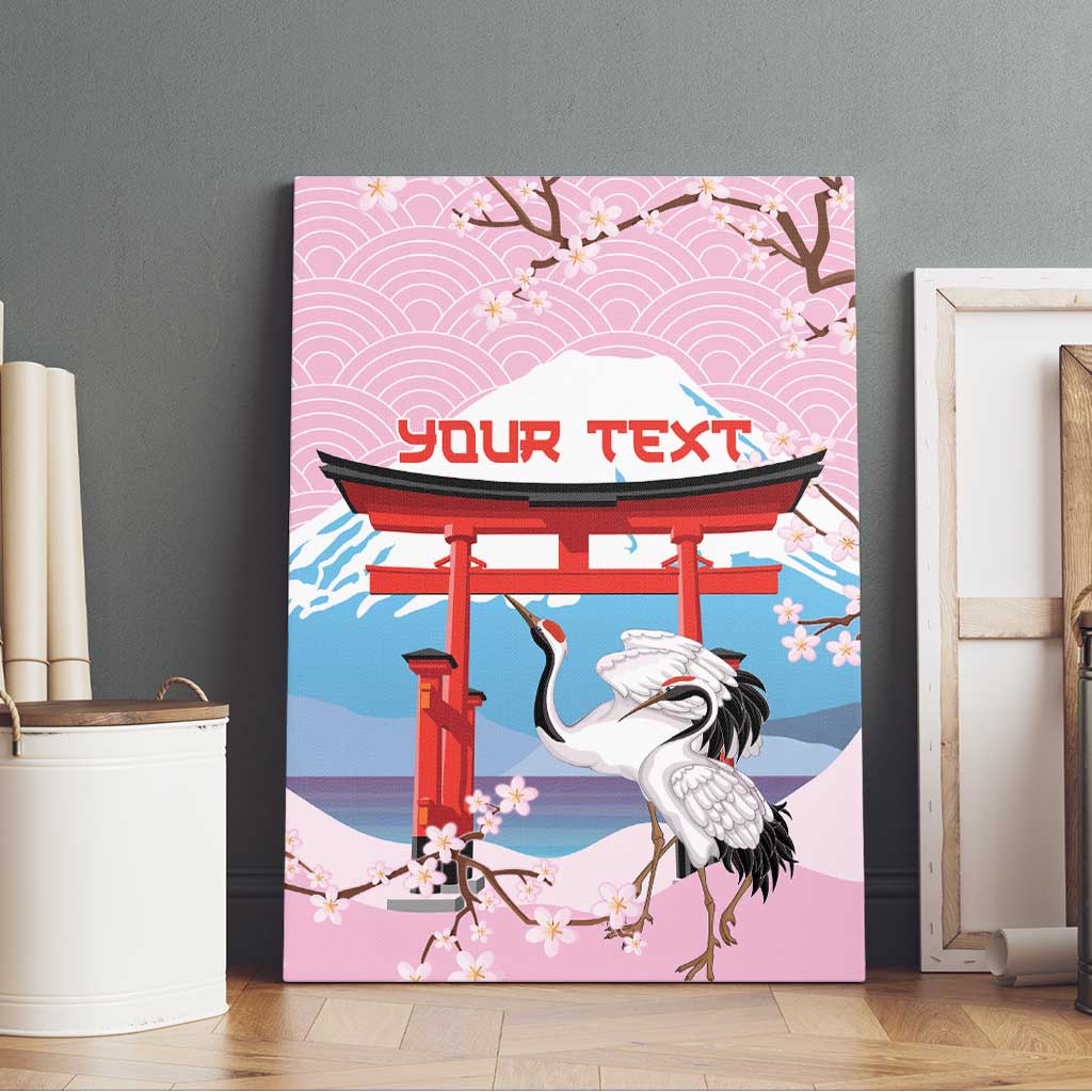 Japanese Torii Gate Cranes Personalised Canvas Wall Art Fuji Mount Sakura Seigaiha Pattern LT14 - Polynesian Pride