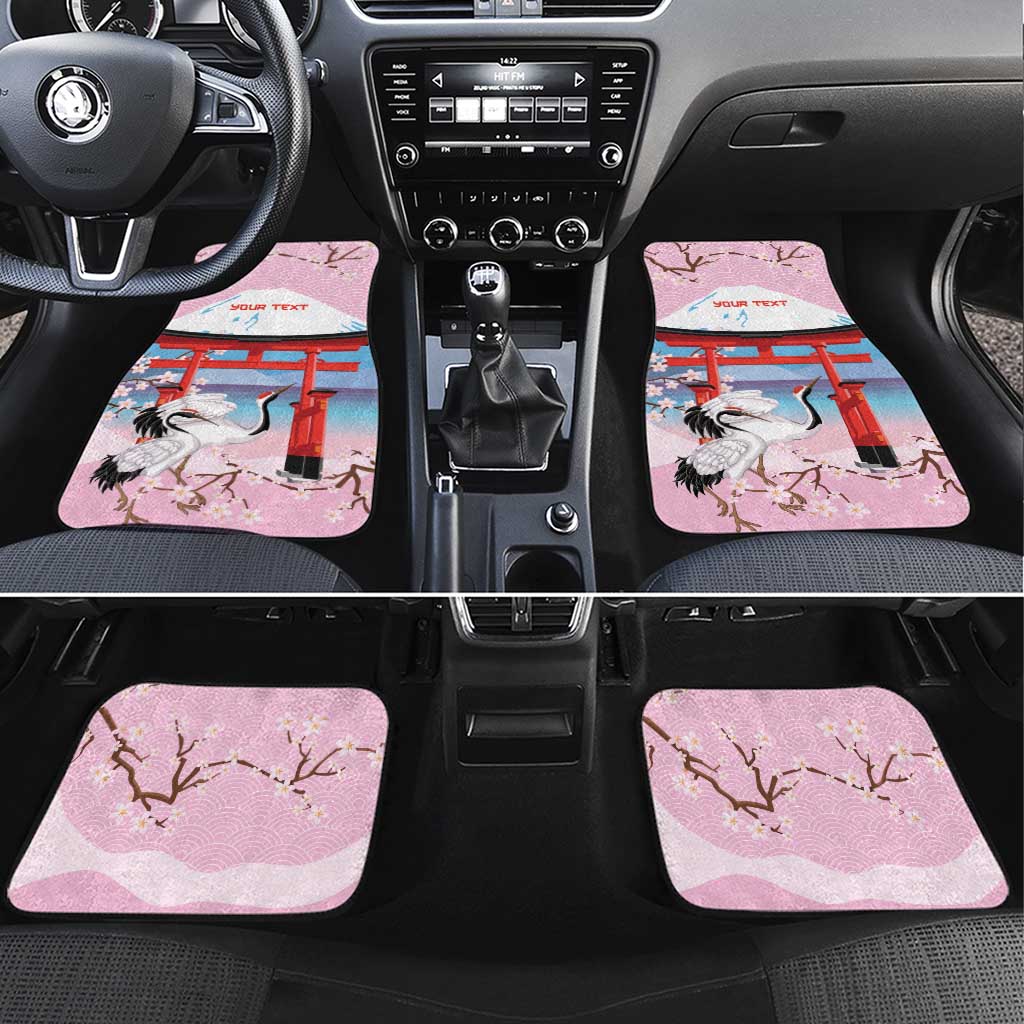 Japanese Torii Gate Cranes Personalised Car Mats Fuji Mount Sakura Seigaiha Pattern LT14 Set 4pcs Pink - Polynesian Pride