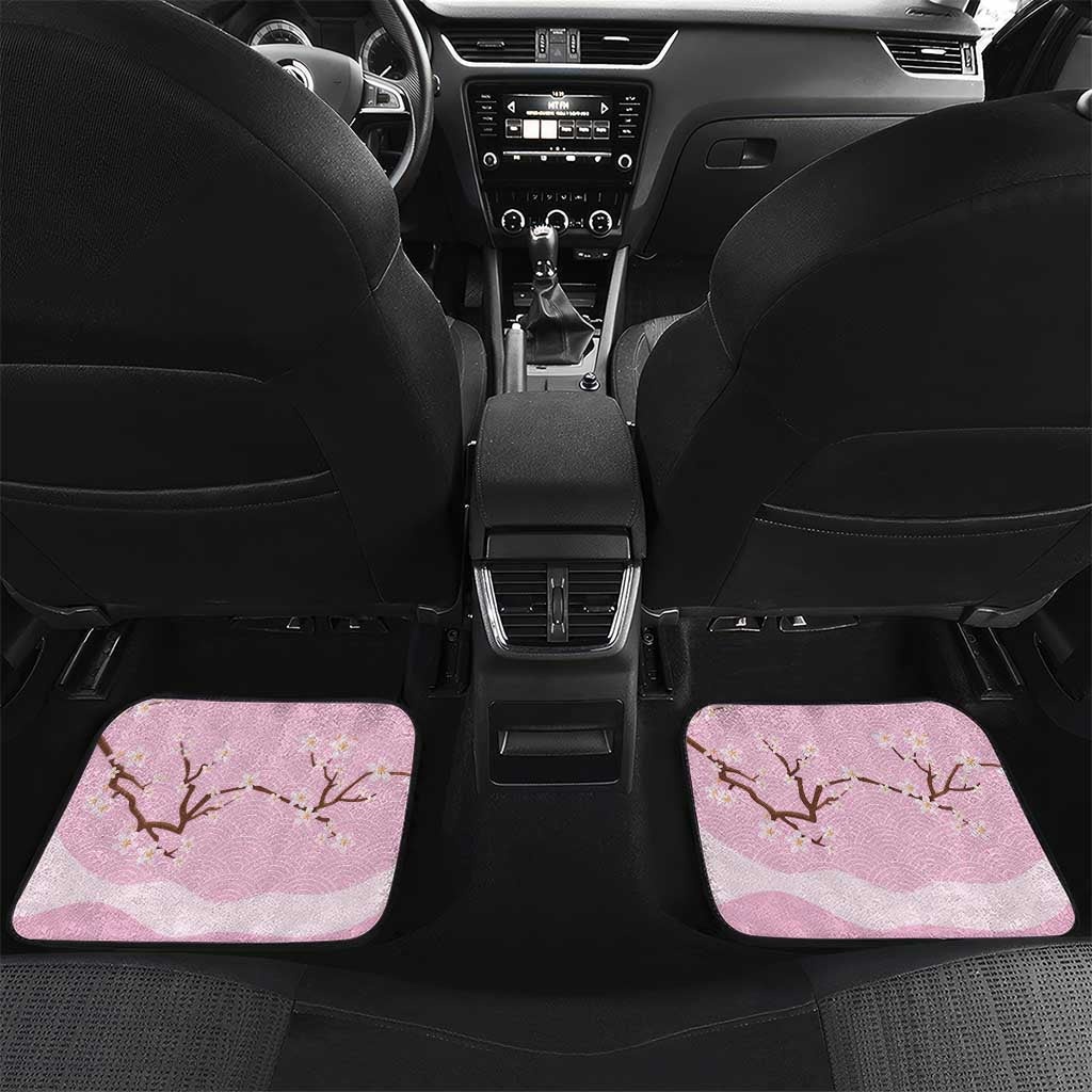 Japanese Torii Gate Cranes Personalised Car Mats Fuji Mount Sakura Seigaiha Pattern LT14 Set 2pcs - Back Pink - Polynesian Pride