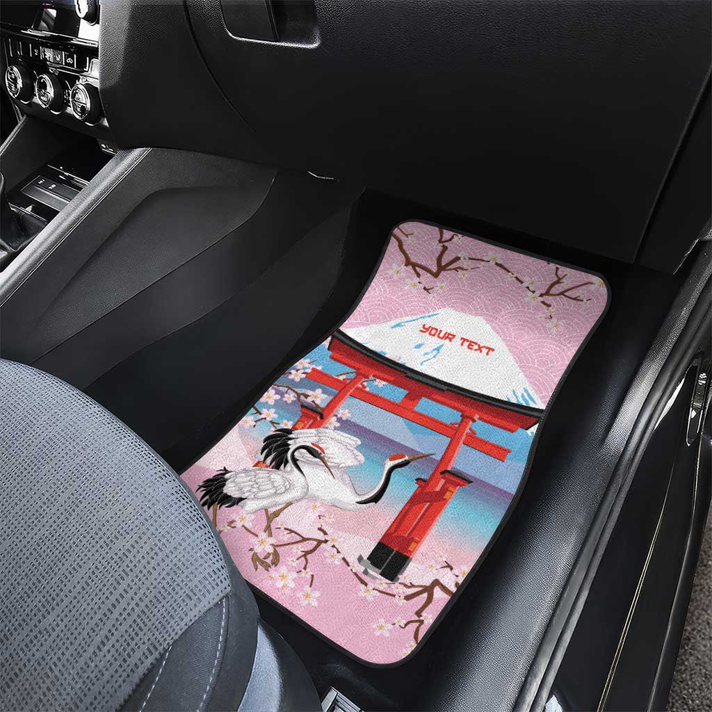 Japanese Torii Gate Cranes Personalised Car Mats Fuji Mount Sakura Seigaiha Pattern LT14 - Polynesian Pride